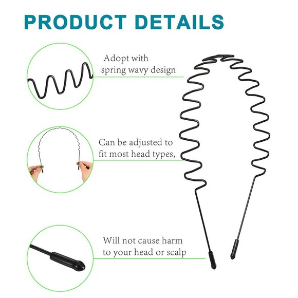 ⚡Men E-New 3pcs Metal Fashion Unisex Wavy Outdoor Simple Elastic Headbands - Picture 3 of 6